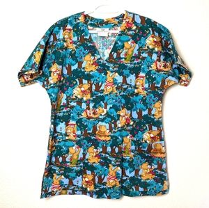 2/$17 White Cross Teddy Bear scrub top. Sz M